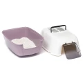 Ferplast Prima XXL Duża Kuweta Kryta Zamknięta dla Kota 65x45x45cm Biało-Szara + Filtry + Łopatka