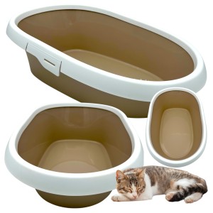 Kuweta Dla Kota Z Ramką Toaleta Duża MINOU LARGE 58cm Beżowa Moccacino