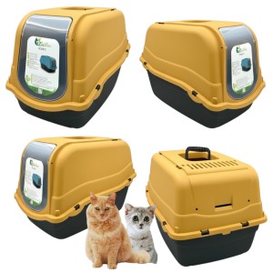 KUWETA Kryta Dla Kota Toaleta ROMEO z FILTREM 57X39X41 ŻÓŁTY-MIODOWY