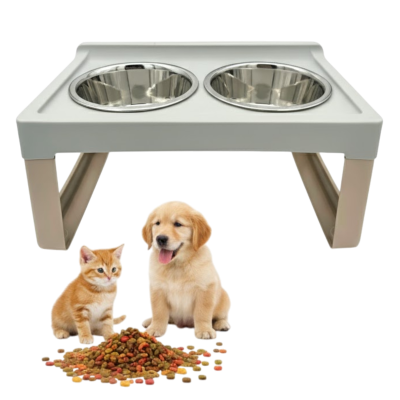 MP BERGAMO Miski ALZACIOTOLE LIFTER Na Stojaku Dla Psa Kota 2x1L MOCCACINO BEŻOWE