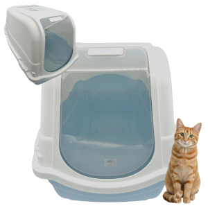 KUWETA Kryta Dla Kota Toaleta ROMEO MAXI z FILTREM 68x43x46,5cm Biało-Niebieska