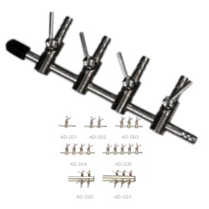 Rozdzielacz z 4 Zaworkami Redukcyjnymi Miedzianymi Chromowanymi