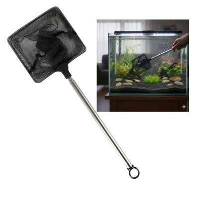 Aqua Nova SIATKA 7,5cm Podbierak z Teleskpową Rączką Do Krewetek Ryb Akwarium 15-45cm N-03