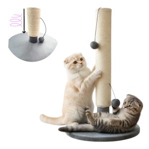 BUBU PETS Drapak Dla Kota Kotów Sprężynowy Słupek z Piłeczkami 52cm Szary