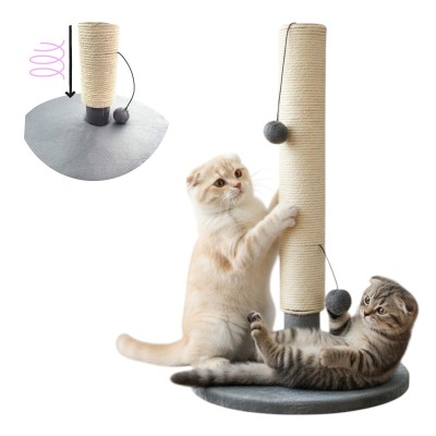 BUBU PETS Drapak Dla Kota Kotów Sprężynowy Słupek z Piłeczkami 52cm Szary