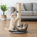 BUBU PETS Drapak Dla Kota Kotów Sprężynowy Słupek z Piłeczkami 52cm Szary