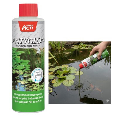 AQUAEL ACTI POND ANTYGLON Skuteczny Preparat na Glony w Oczku Wodnym Stawie Sadzawce 250ml na 5000l