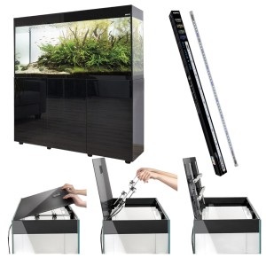 AQUAEL GLOSSY 215L ST 100x40x63 Zestaw Akwarium Czarne Day&Night