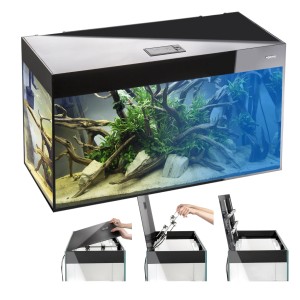 AQUAEL GLOSSY 125L ST 80x35x54 Zestaw Akwarium Czarne Day&Night