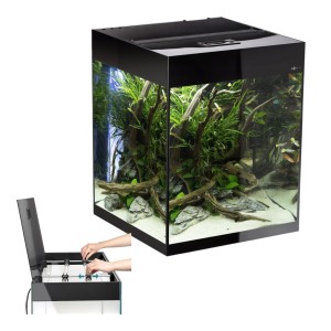 AQUAEL GLOSSY CUBE 135L 50x50x63cm Czarny LED Day&Night SAFE TANK