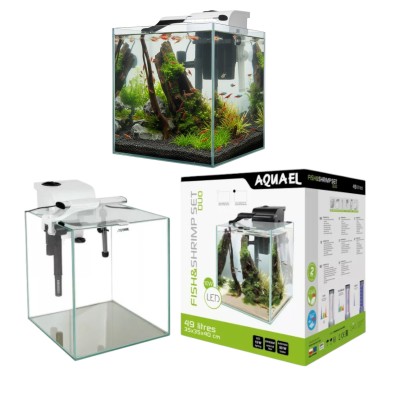 AQUAEL Fish &amp; Shrimp Set Duo 35 2.0 Białe - Krewetkarium 49L z Wyposażeniem Plant&amp;Night LED