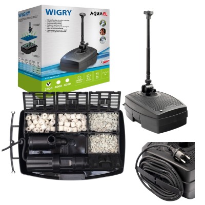 Aquael Wigry 2000 Filtr Podwodny Pompa Fontannowa z Filtrem i Lampą UV-C 5W do Oczka Wodnego 1500l/h