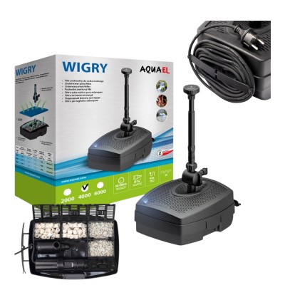 Aquael Wigry 4000 Filtr Podwodny Pompa Fontannowa z Filtrem i Lampą UV-C 7W do Oczka Wodnego 2000l/h