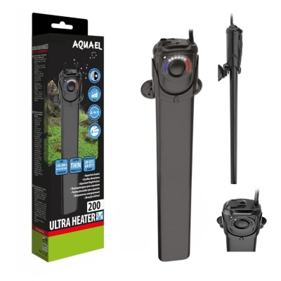 Aquael Ultra Heater 200W D&amp;N Nietłukąca Grzałka Do Akwarium 130-200l 2 TRYBY PRACY