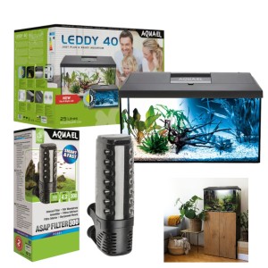AQUAEL Zestaw Wysokie Akwarium LEDDY SET 40 XL Day&Night 41x25x35cm 35L