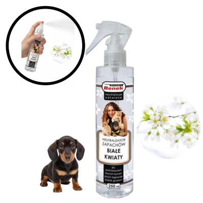 Super BENEK Neutralizator Zapachów Oświeżacz Powietrza Spray Białe Kwiaty 250ml