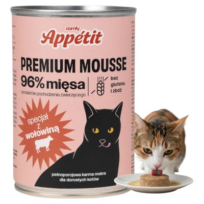 Comfy Premium Mousse Karma Mokra dla Kota z Wołowiną 400g