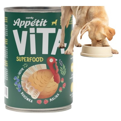 Comfy Appetit Vita SUPERFOOD Monobiałkowa Karma Mokra dla Psa INDYK 92% Mięsa 400g
