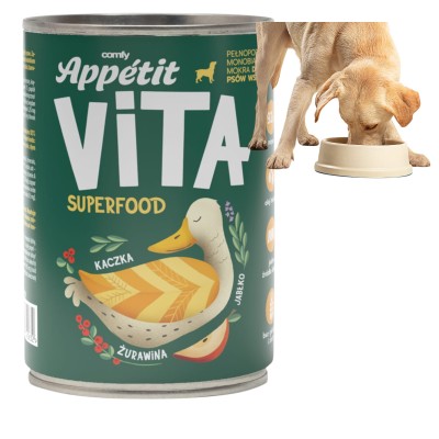 Comfy Appetit Vita SUPERFOOD Monobiałkowa Karma Mokra dla Psa KACZKA 92% Mięsa 400g