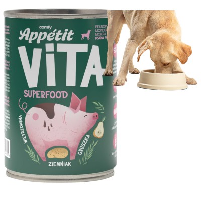 Comfy Appetit Vita SUPERFOOD Monobiałkowa Karma Mokra dla Psa WIEPRZOWINA 92% Mięsa 400g