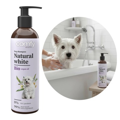 Comfy Natural White Szampon z Pompką dla Psów Podkreśla Jasny Kolor Sierści 250ml