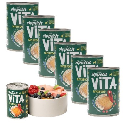 Comfy Appetit Vita SUPERFOOD Monobiałkowa Karma Mokra dla Psa INDYK 92% Mięsa 400g