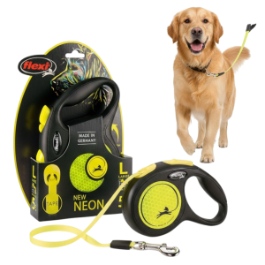 FLEXI Smycz Automatyczna Odblaskowa NEON Taśma L do 50kg 5m