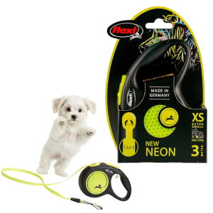 FLEXI Smycz Automatyczna Odblaskowa NEON Taśma XS do 12kg 3m
