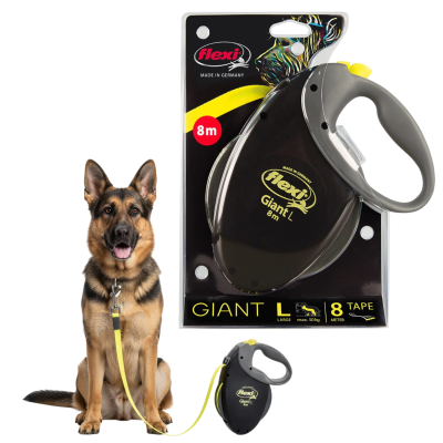 FLEXI Smycz automatyczna GIANT NEON Taśma L do 50 kg 8m