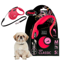 FLEXI Smycz automatyczna NEW CLASSIC linka M 5m do 20kg CZERWONA