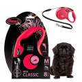 FLEXI Smycz automatyczna NEW CLASSIC linka M 5m do 20kg CZERWONA