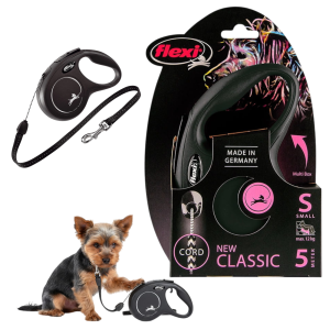 FLEXI Smycz automatyczna NEW CLASSIC linka S 5m do 12kg CZARNA