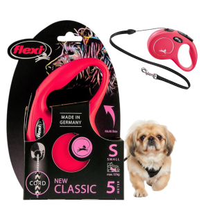 FLEXI Smycz automatyczna NEW CLASSIC linka S 5m do 12kg CZERWONA