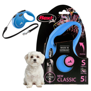 FLEXI Smycz automatyczna NEW CLASSIC linka S 5m do 12kg NIEBIESKA