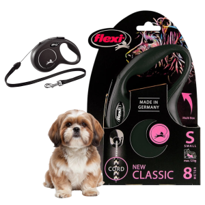 FLEXI Smycz automatyczna NEW CLASSIC linka S 8m do 12kg CZARNA
