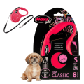 FLEXI Smycz automatyczna NEW CLASSIC linka S 8m do 12kg CZERWONA