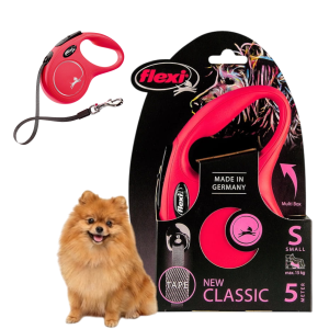 FLEXI Smycz automatyczna NEW CLASSIC taśma S 5m do 15kg CZERWONA