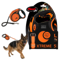 FLEXI XTREME Smycz automatyczna taśma z amortyzatorem L 5m do 65kg POMARAŃCZOWA