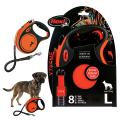 FLEXI XTREME Smycz automatyczna taśma z amortyzatorem L 8m do 55kg POMARAŃCZOWA