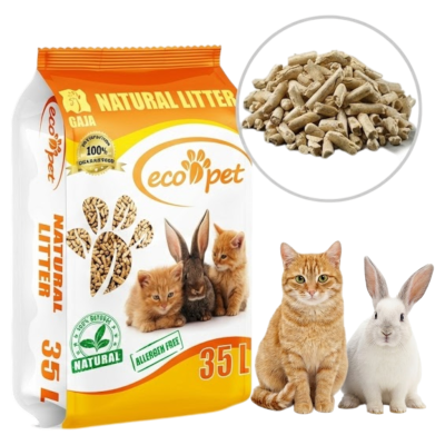 Naturalny Żwirek Drewniany Dla Kota i Królika Eco-Pet 35L