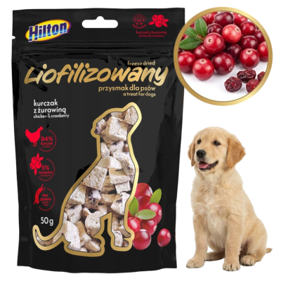 Hilton Liofilizowany Przysmak dla Psa Kurczak z Żurawiną 50g