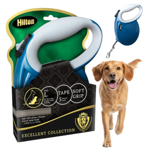 HILTON SMYCZ AUTOMATYCZNA TAŚMA 5M DLA PSA DO 30KG GRANATOWO-SZARA