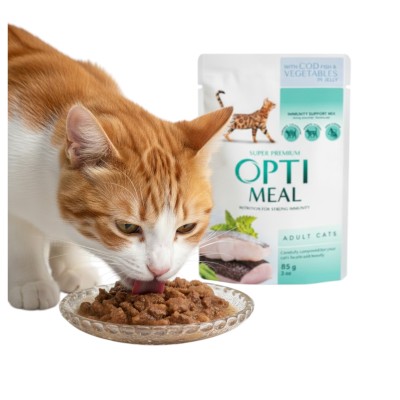 OptiMeal Premium Saszetka Karma Mokra dla Kota Dorsz z Warzywami 85g