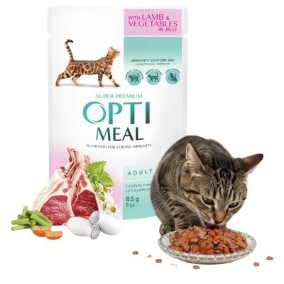 OptiMeal Premium Saszetka Karma Mokra dla Kota Jagnięcina z Warzywami 85g