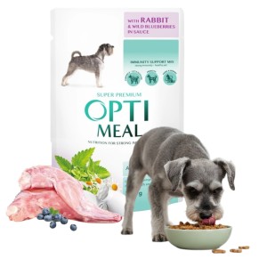  OptiMeal Premium Saszetka Karma Mokra dla Psów Królik z Jagodami 100g