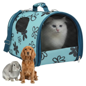 Transporter dla Zwierząt TORBA Flowers transportowa dla Psa Kota L  50x26x27cm Niebieska