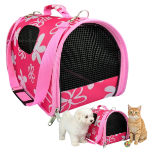 Transporter dla Zwierząt TORBA Flowers transportowa dla Psa Kota L  50x26x27cm Różowa