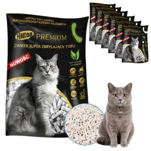 Naturalny Super Zbrylający Żwirek Żwir dla Kota Hilton TOFU Pakiet 6x2,5kg