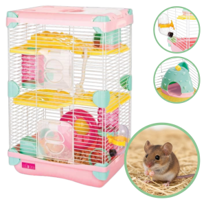 HAPPET Klatka dla GRYZONI Chomika GREMI 28x21x43cm Różowa