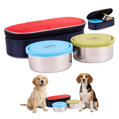 Zestaw Misek Podróżnych Dla Psa Kota 2x0,5L Miska + Etiu